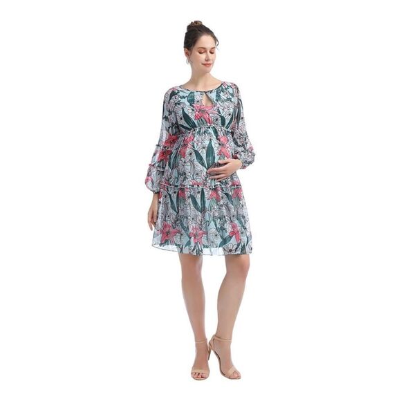 Kimi + Kai Maternity "Nia" Babydoll Dress Blue Size Medium‎ - Picture 1 of 9